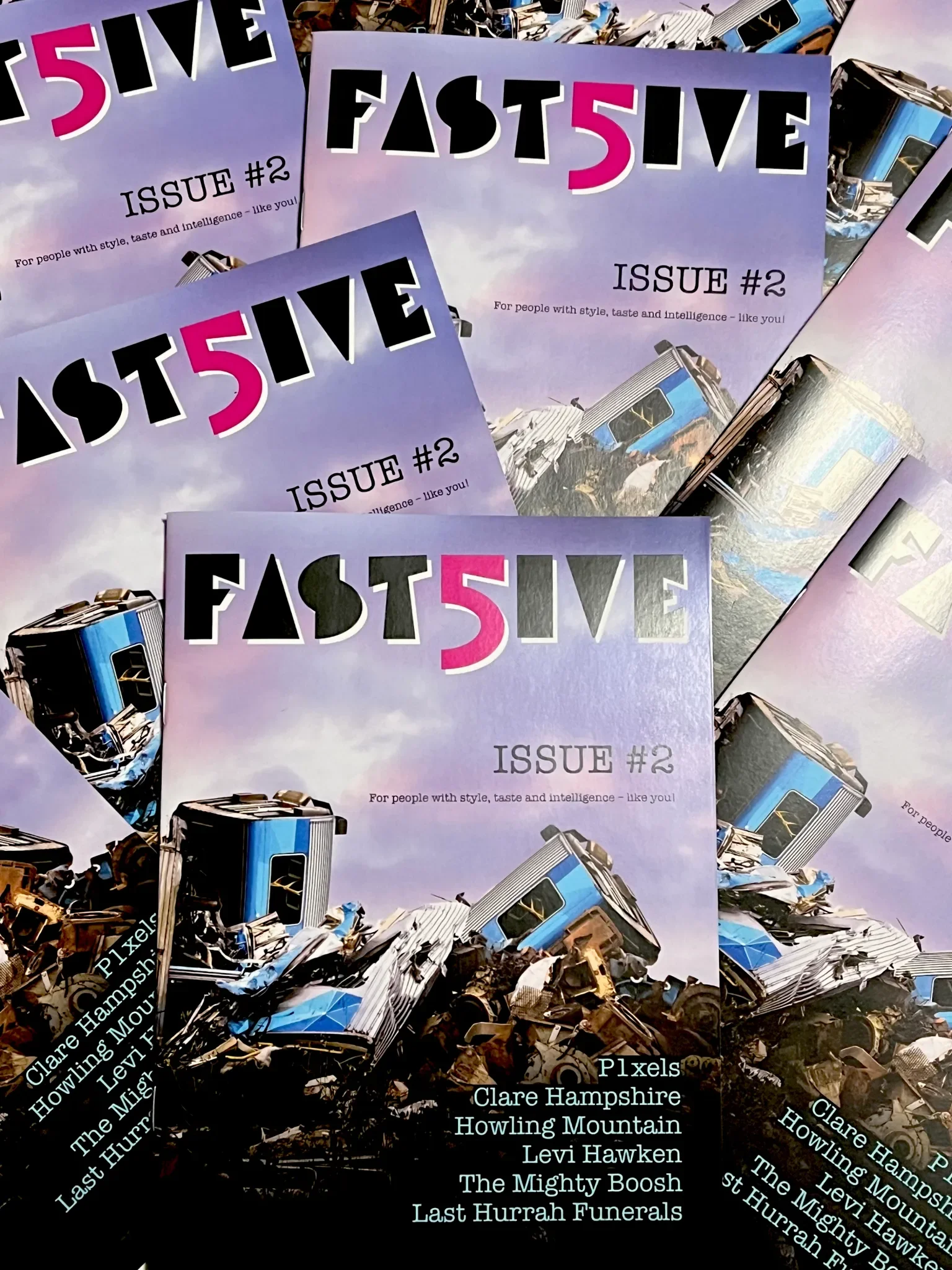 Fast 5ive zine issue 2 cover featuring a train decorated with graffiti