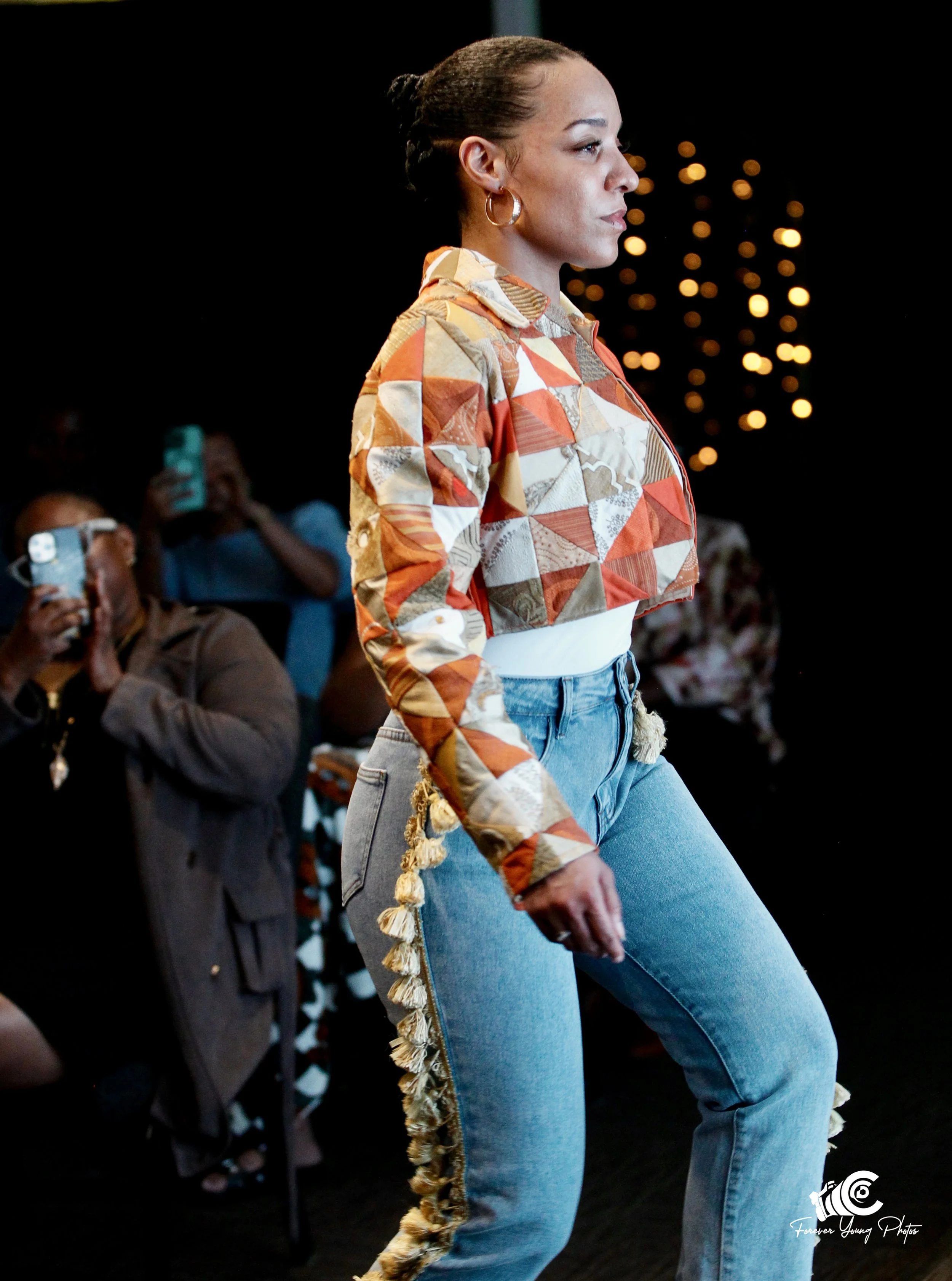 "The Quilted Covering Jacket" is a quilted garment I created from fabric samples and hand-dyed denim. Inspired by my visit to BAMPFA’s "Routed West" Quilt exhibition, this jacket features a blocked design, satin lining and hand-cut triangle quilting.