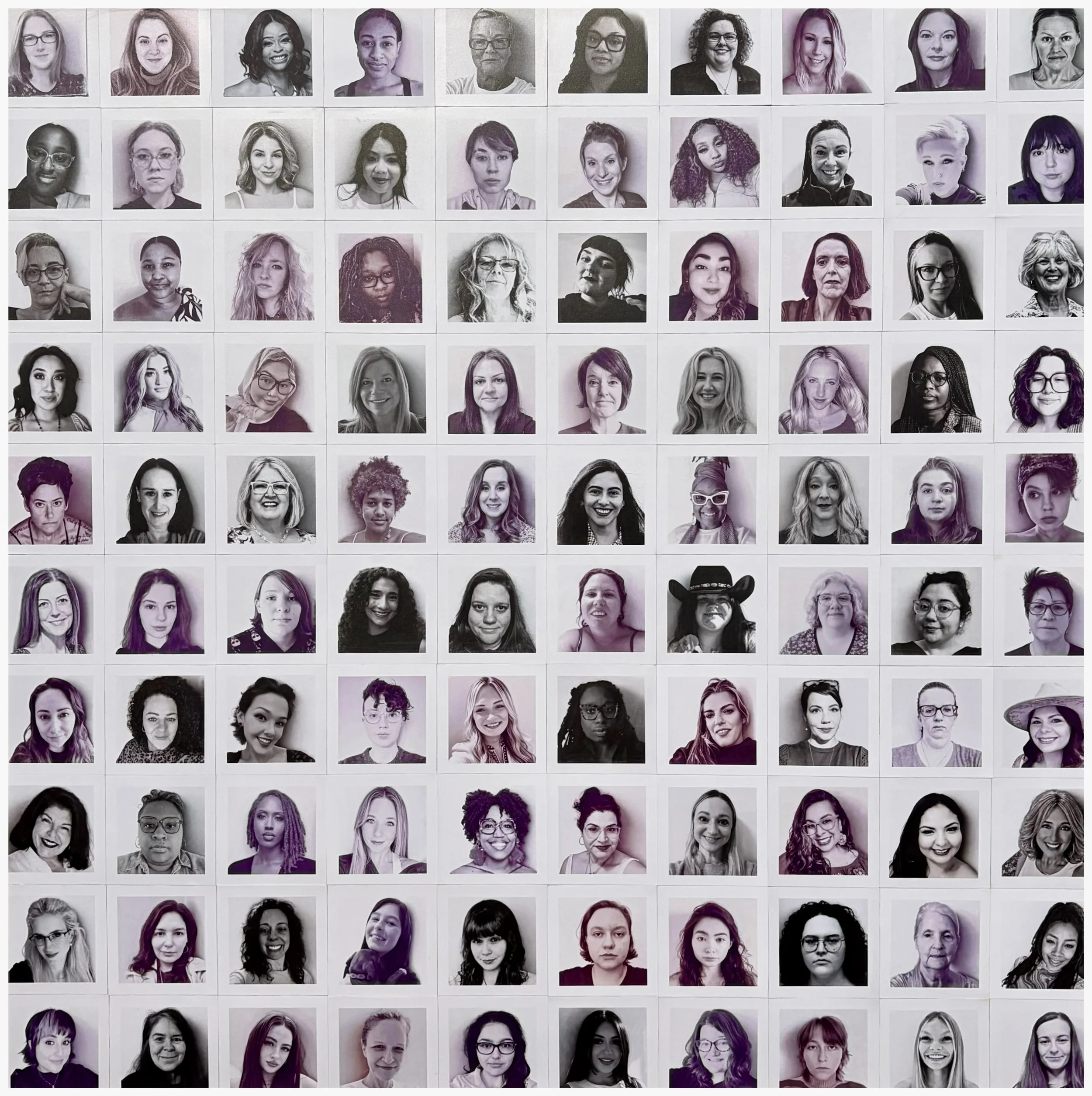 The Pink Gene
48 by 48 inches
Digital Cardboard Photos on Wooden Panel

The Pink Gene is a portrait installation that explores the intersection of gender, chronic illness, and medical bias. It brings together one hundred passport style portraits of w