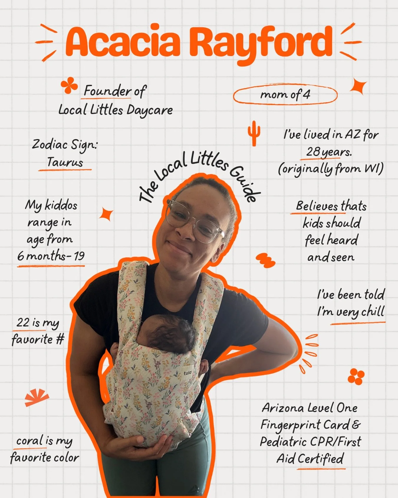 Hi there!! ✌🏾 I&rsquo;m Acacia, mom of 4 amazing kids, experienced business owner, and founder of Local Little Daycare. 

Over the last several years I&rsquo;ve had the pleasure of nannying for some truly special kiddos. I started Local Littles Dayc