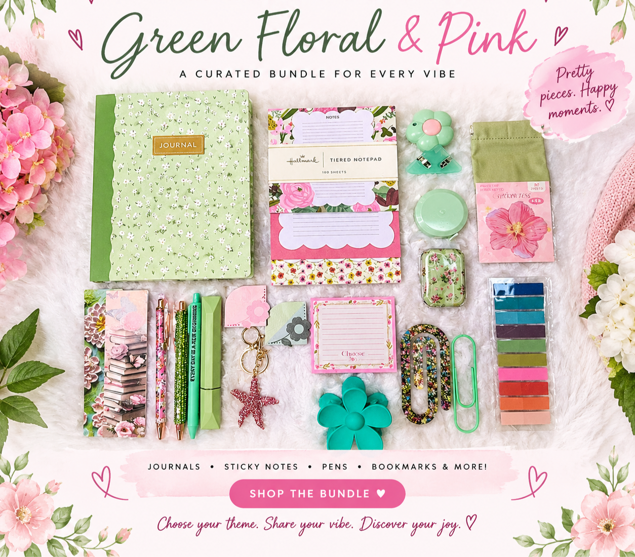 Green Floral & Pink Bundle