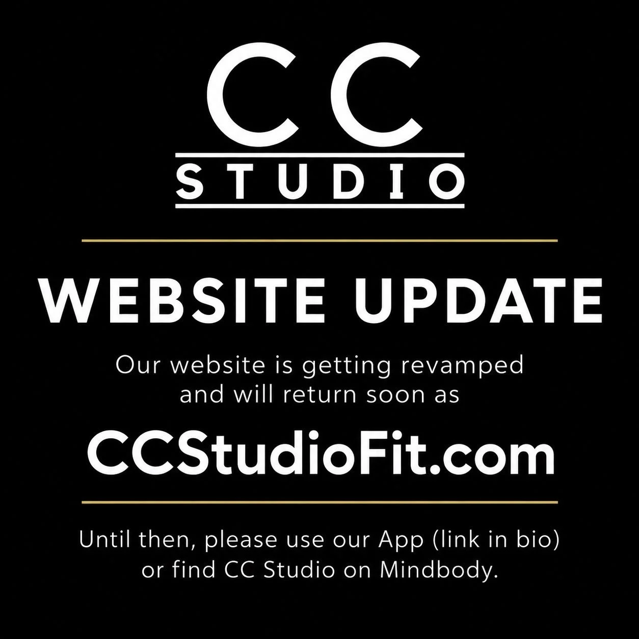 Our website is getting a refresh and will be back soon at CCStudioFit.com.

In the meantime, book classes and manage your account through the CC Studio App, link in bio, or find CC Studio on Mindbody.

DM us with any questions!

See you soon ✌🏼 🐧 
