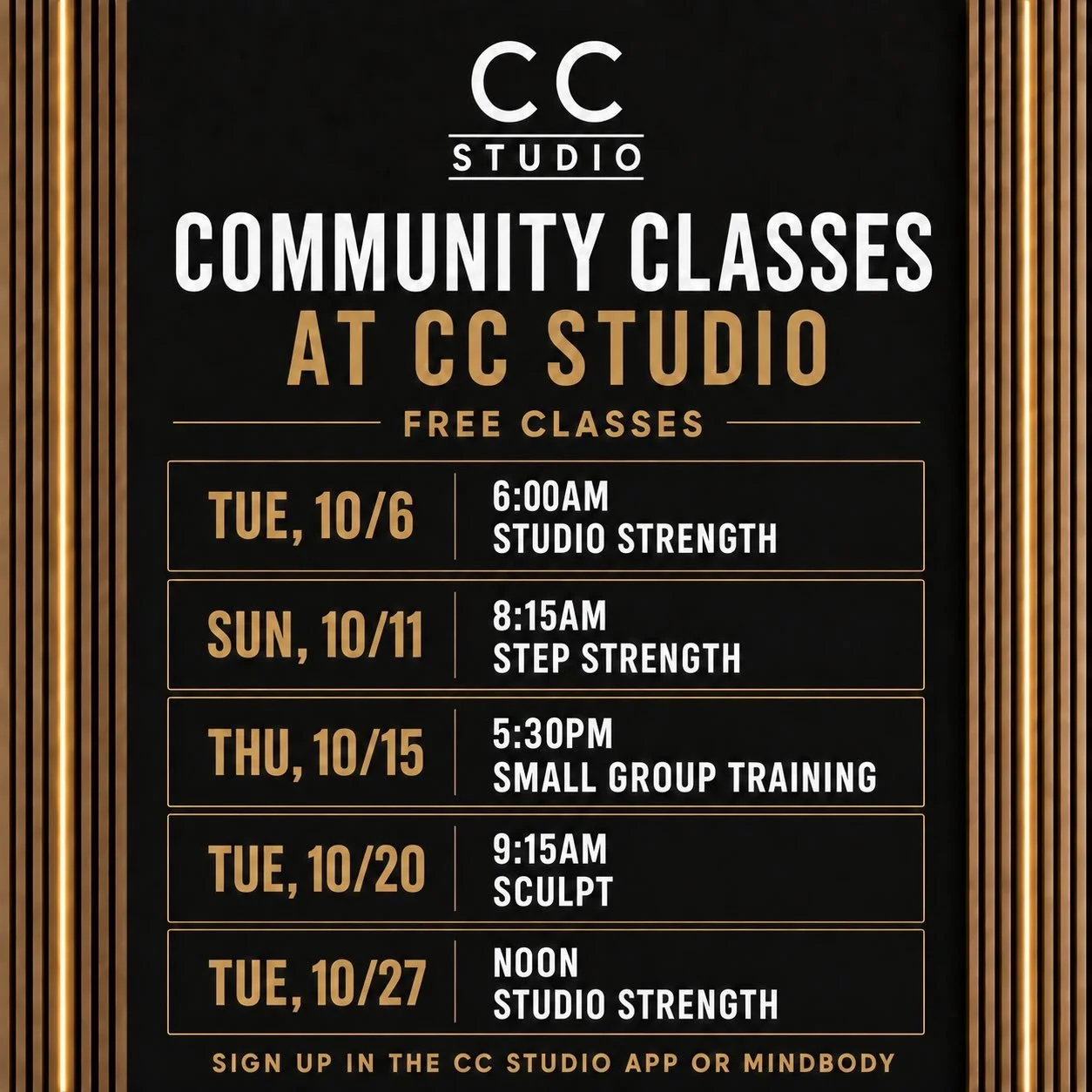Community Classes are back at CC Studio!

A chance to try new formats, meet our instructors, move with good people, and experience the studio - completely free.

Why do we do this? To make movement more accessible, connect with more people in our com