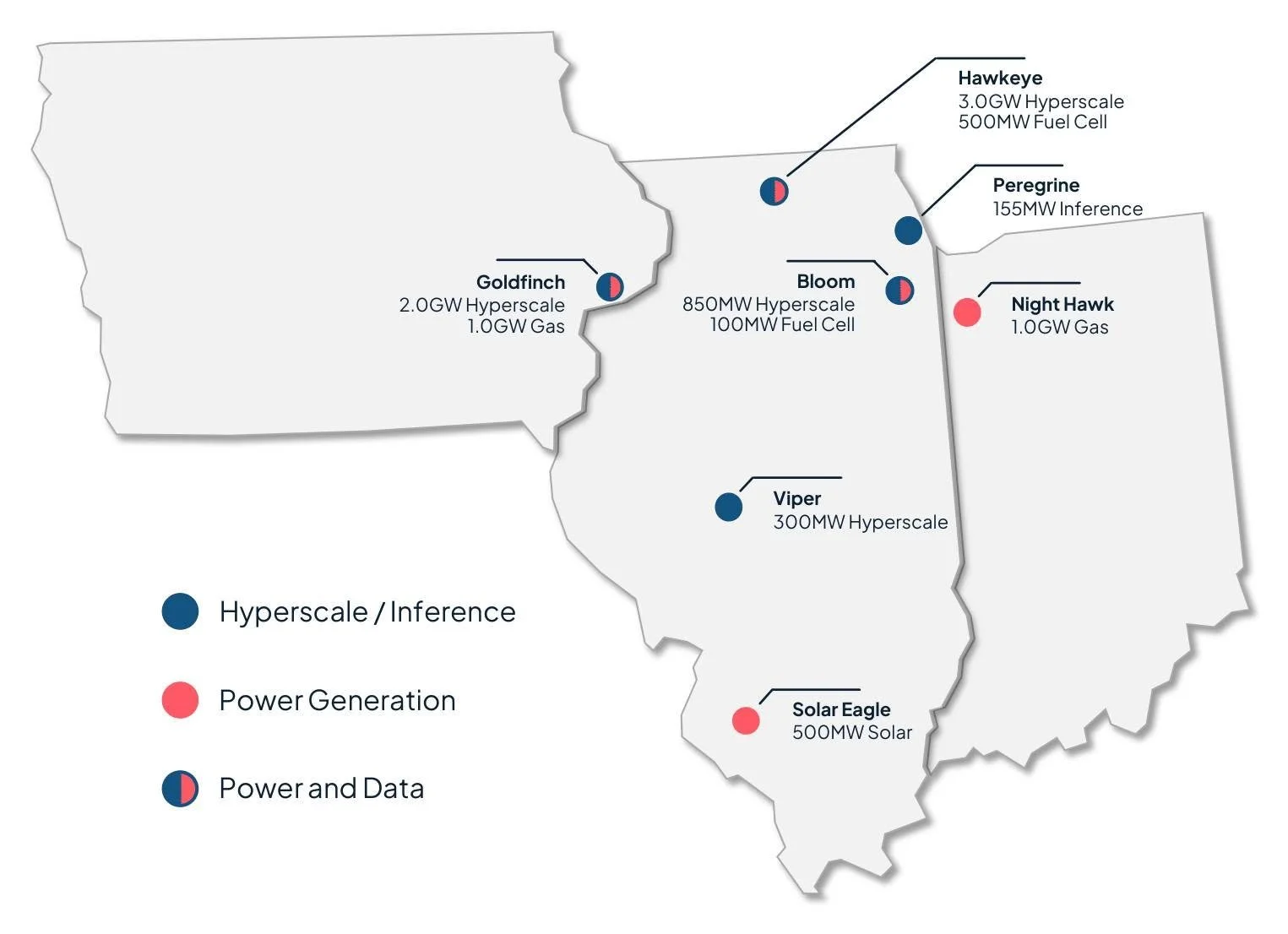 screenshot of data center locations from Datawatt website