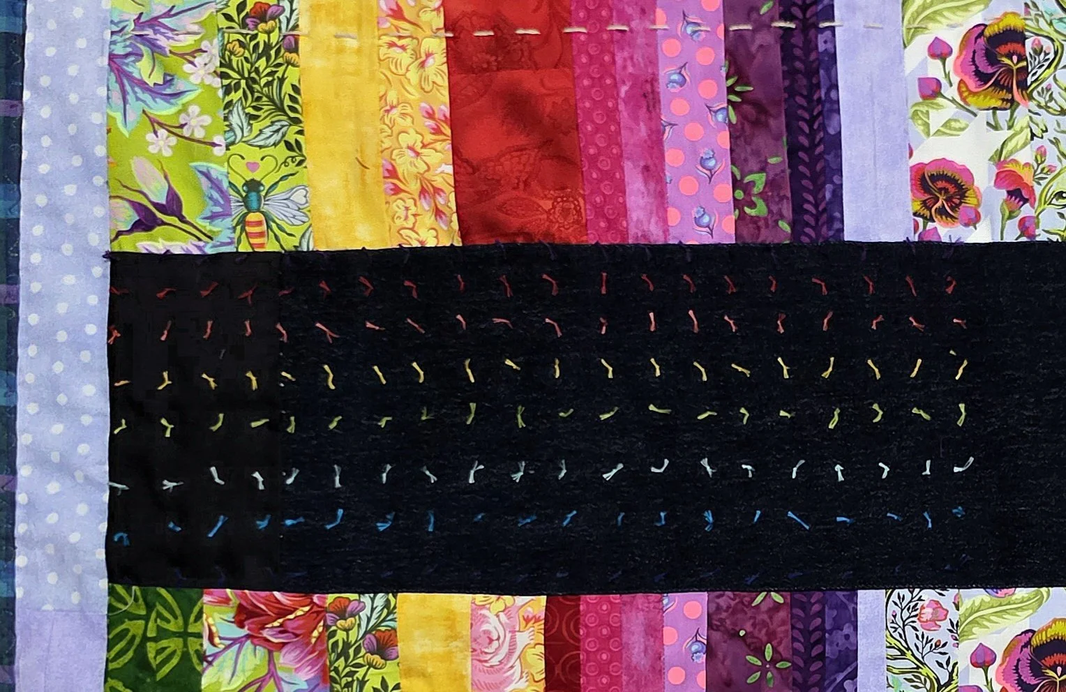 "Nod to Gee's Bend" (detail), textiles, 35" x 45", 2026