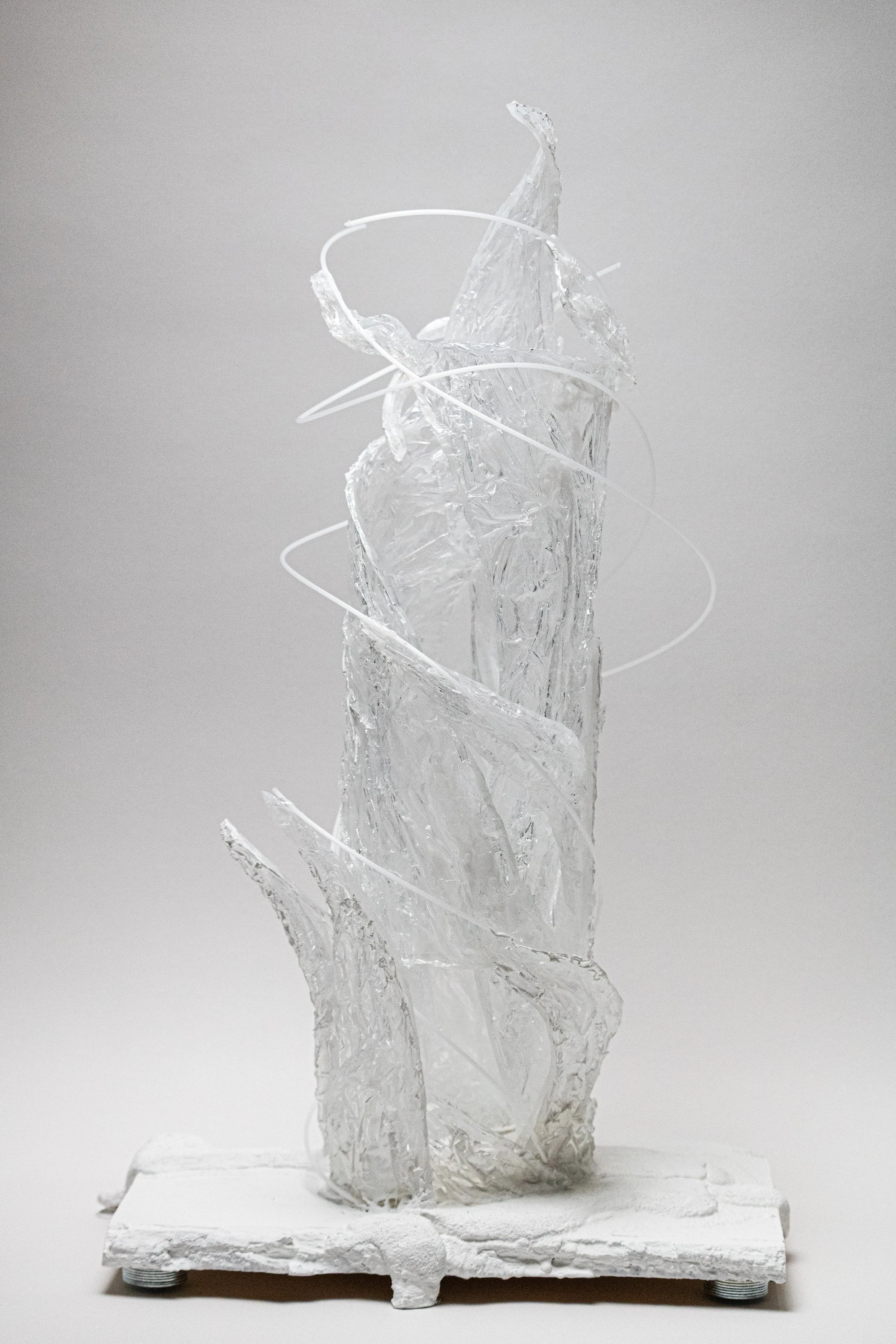 "Whirlwind of Change", Resin and found object sculpture, 22" x 13" x 9", 2025