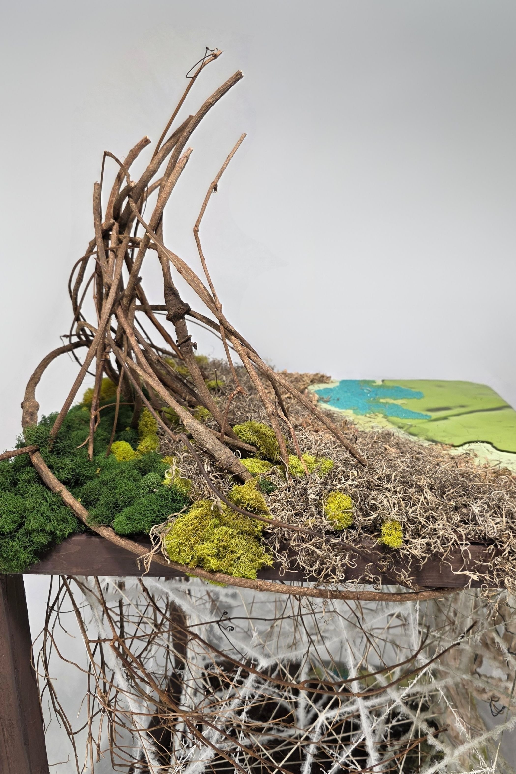 "Interference" (detail), mixed media sculpture, 36" x 22" x22", 2026