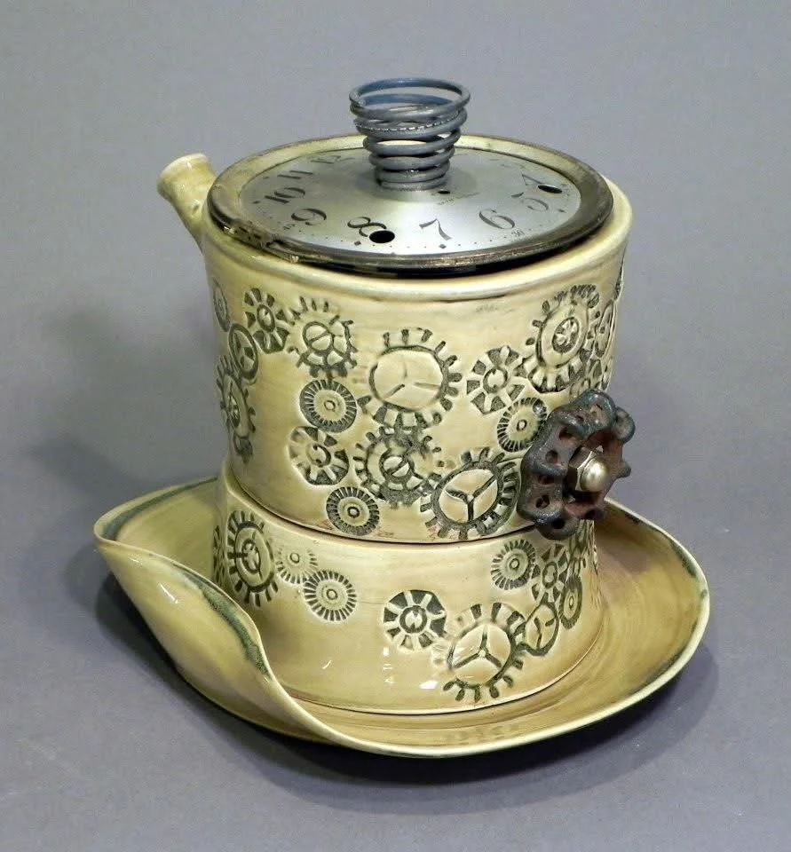 "Time for Tea", Tea Set, Ceramic and Mixed Media, 12" x 9", 2013