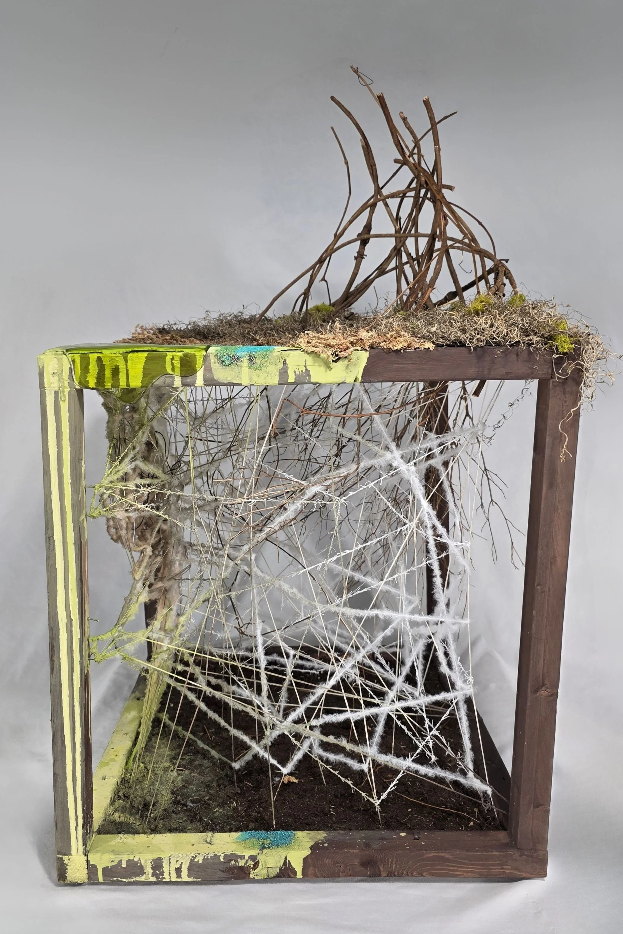 "Interference" (detail), mixed media sculpture, 36" x 22" x22", 2026