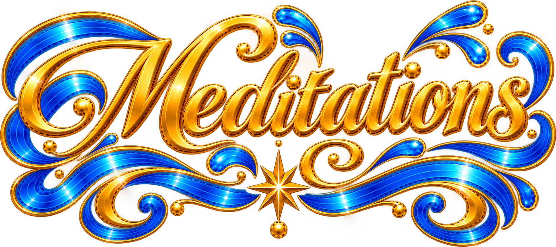 Golden meditations with blue flourishes