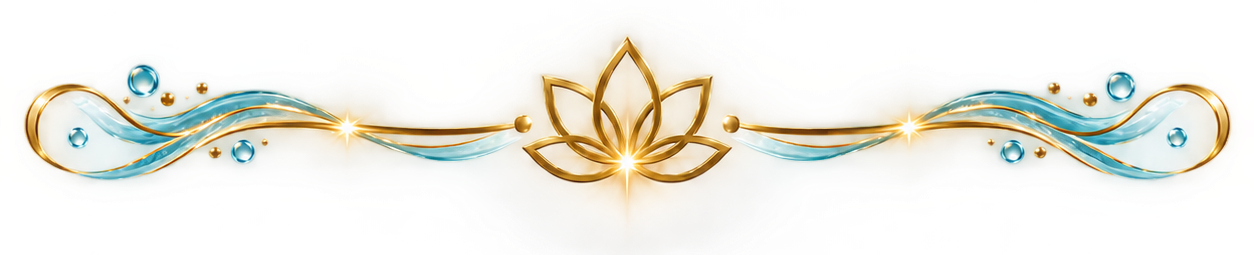 A page spacer featuring a luminous golden lotus with an intertwining blue wave.