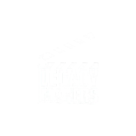 Logo of a film clapperboard with the words 'Legacy Makers' in bold uppercase letters underneath.