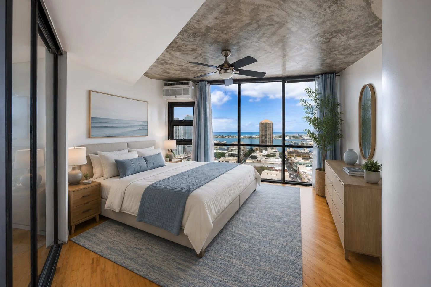 Bedroom after virtual staging for an Oahu real estate listing