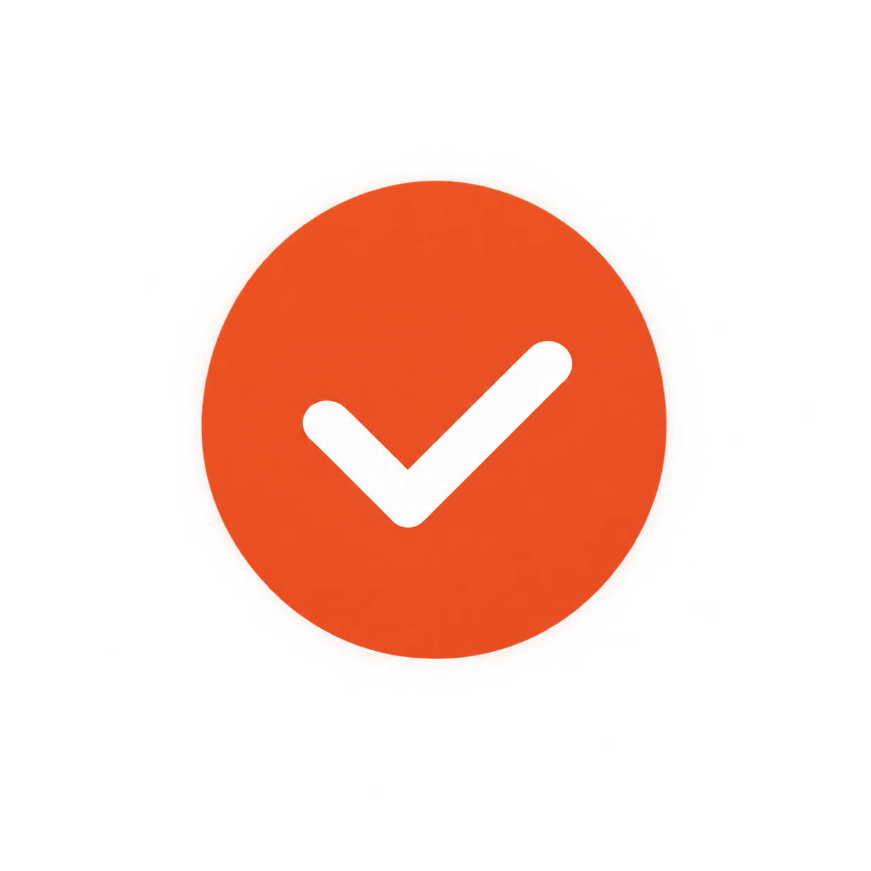 Orange circle with a white checkmark in the center.