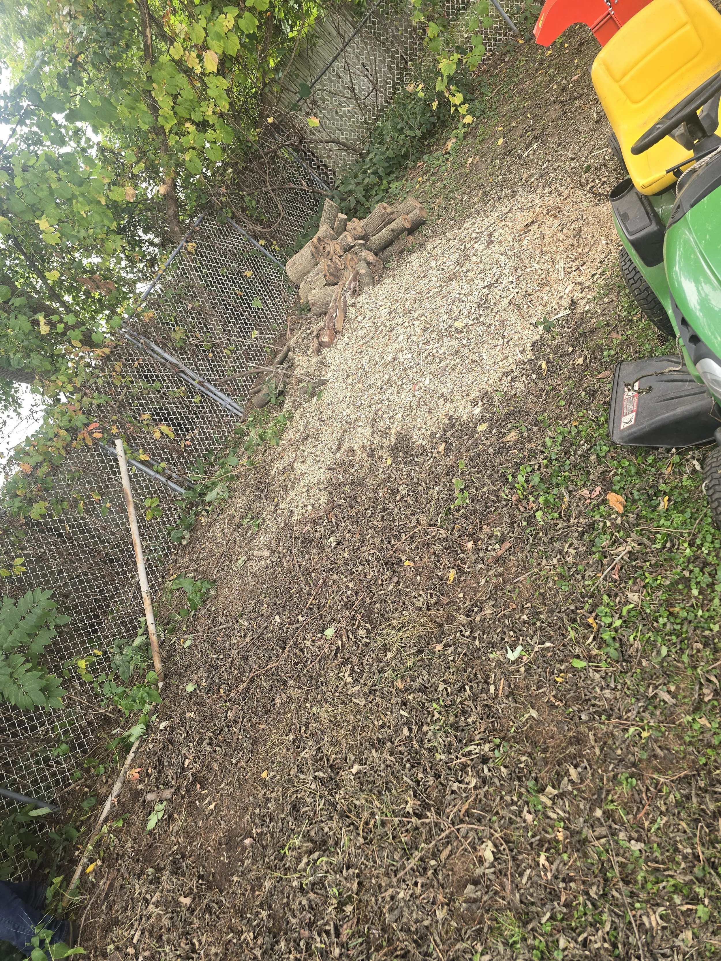 The canopy is gone and the customer has a pile of mulch to use around the yard.