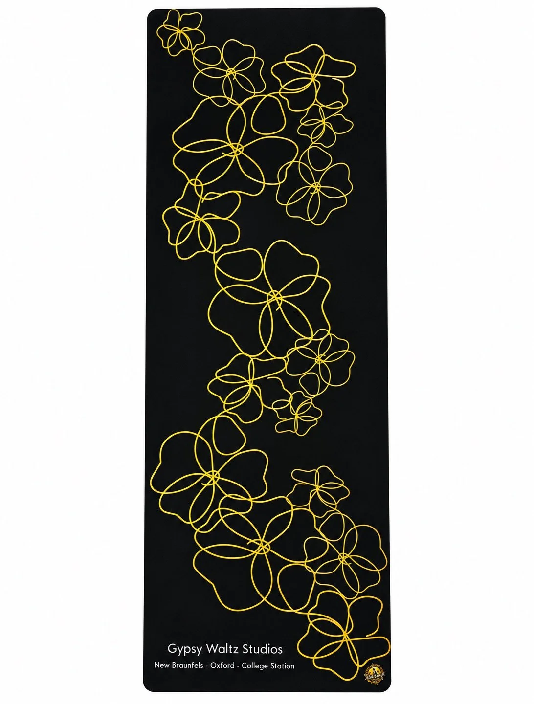 Black Tangled Flowers Yoga Mat