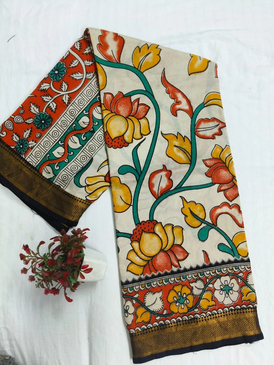 Kalamkari Nizam Border Saree