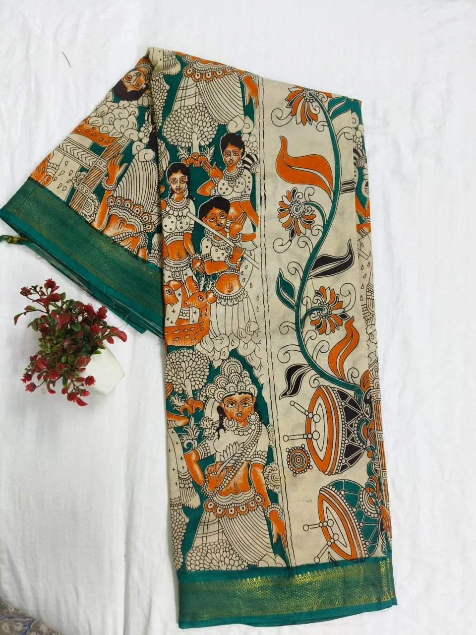 Kalamkari Nizam Border Saree