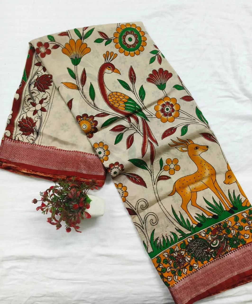 Kalamkari Nizam Border Saree