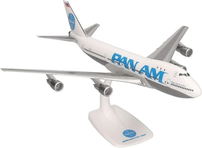 Herpa 614153 Snap-Fit Pan Am Boeing 747-100 1:250 Scale Miniature Collectible Model with Base Plastic Miniature Model Multicoloured