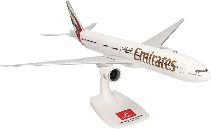 Herpa Snap-Fit Model Aircraft Emirates Boeing 777-300ER - New 2023 Colors, Miniature 1:200 Scale Collectable Model with Base, Plastic