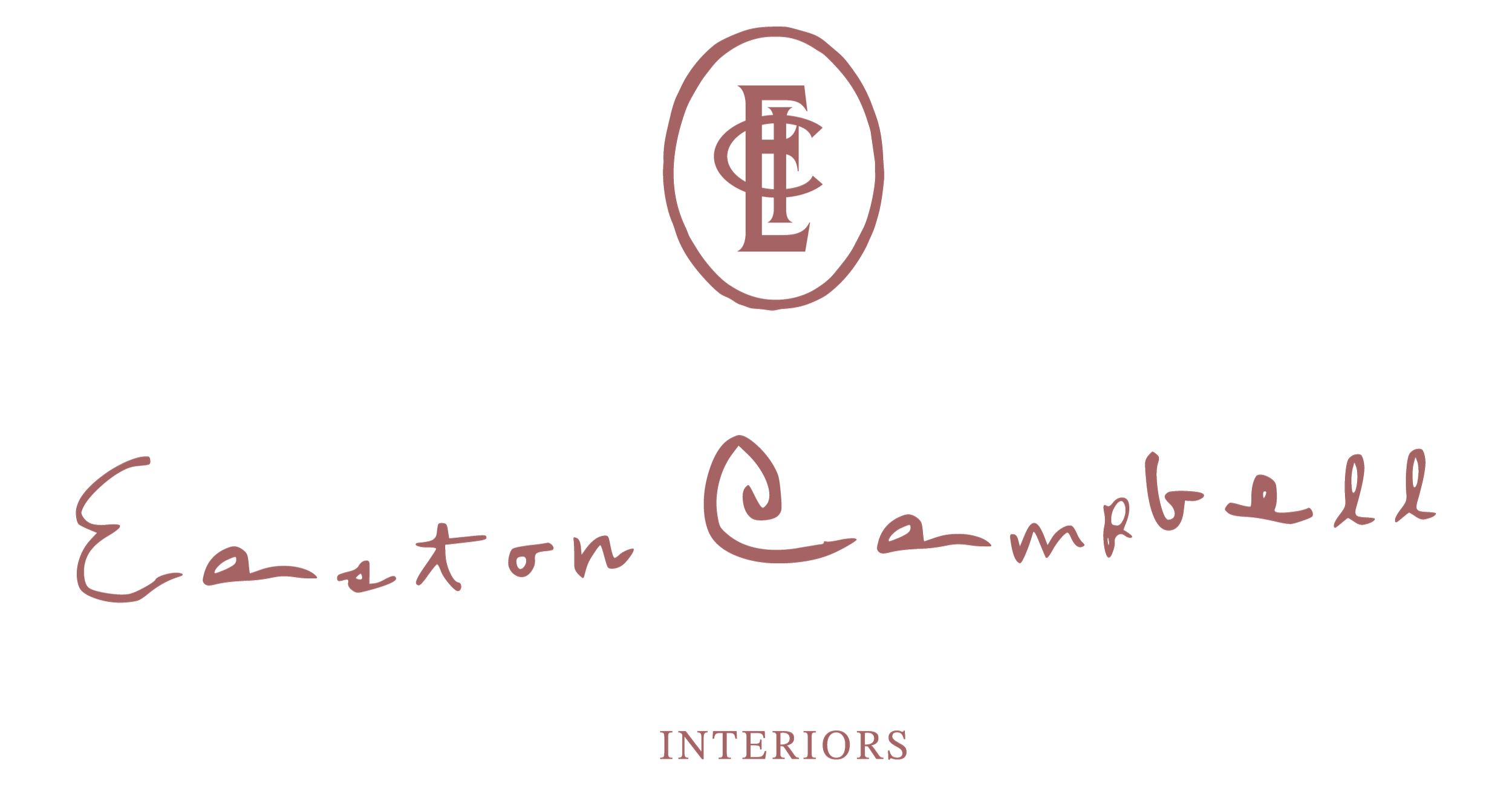 Logo with text 'Easton Campbell' in cursive font, with a circular emblem containing the initials 'E C' at the top, and the word 'INTERIORS' in uppercase below.