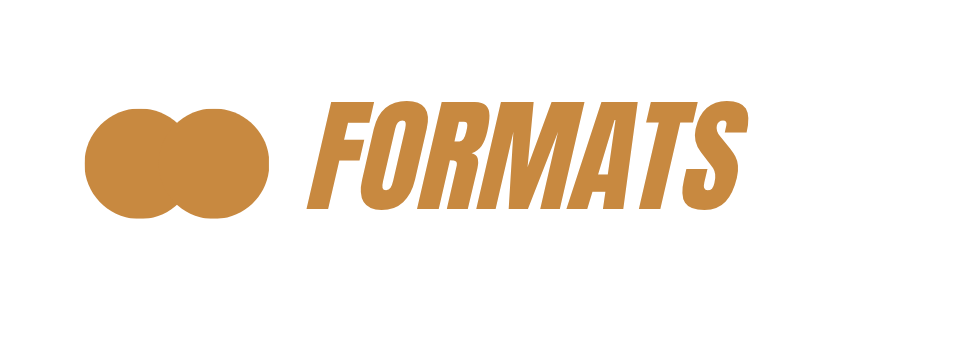 Gold Formats logo with two overlapping circles and bold italic text on a black background