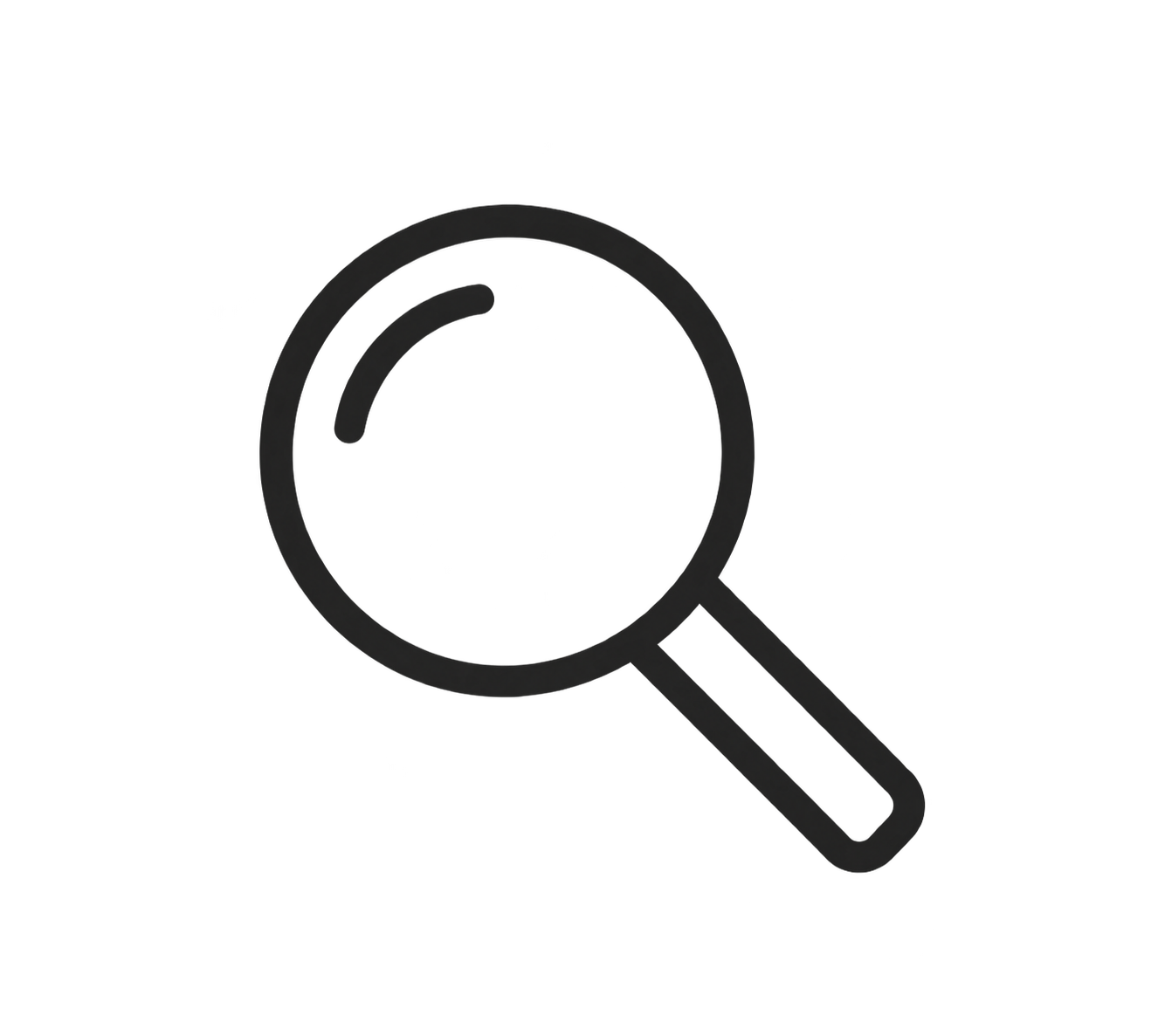 Magnifying glass icon with a question mark inside.