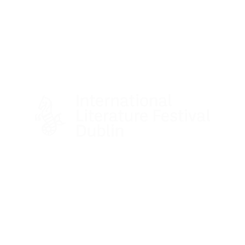 Logo for the International Literature Festival Dublin featuring a stylized library card with a key embedded in the shape of a bird, accompanied by the text 'International Literature Festival Dublin' in white on a black background.