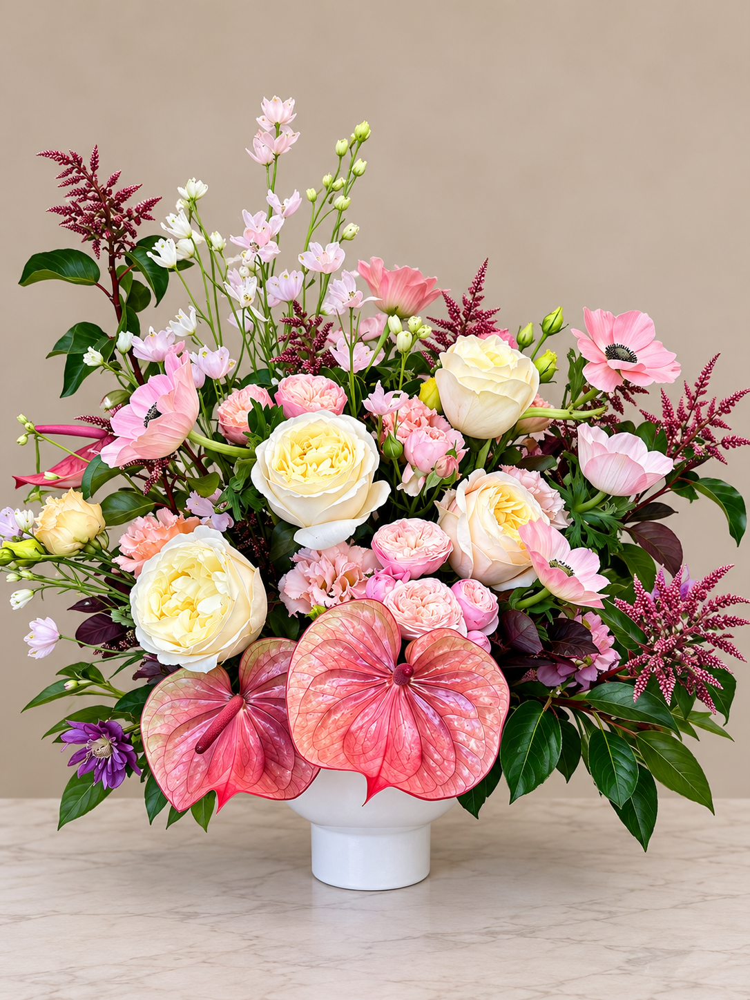 Blushing Anthurium- with seasonal blooms