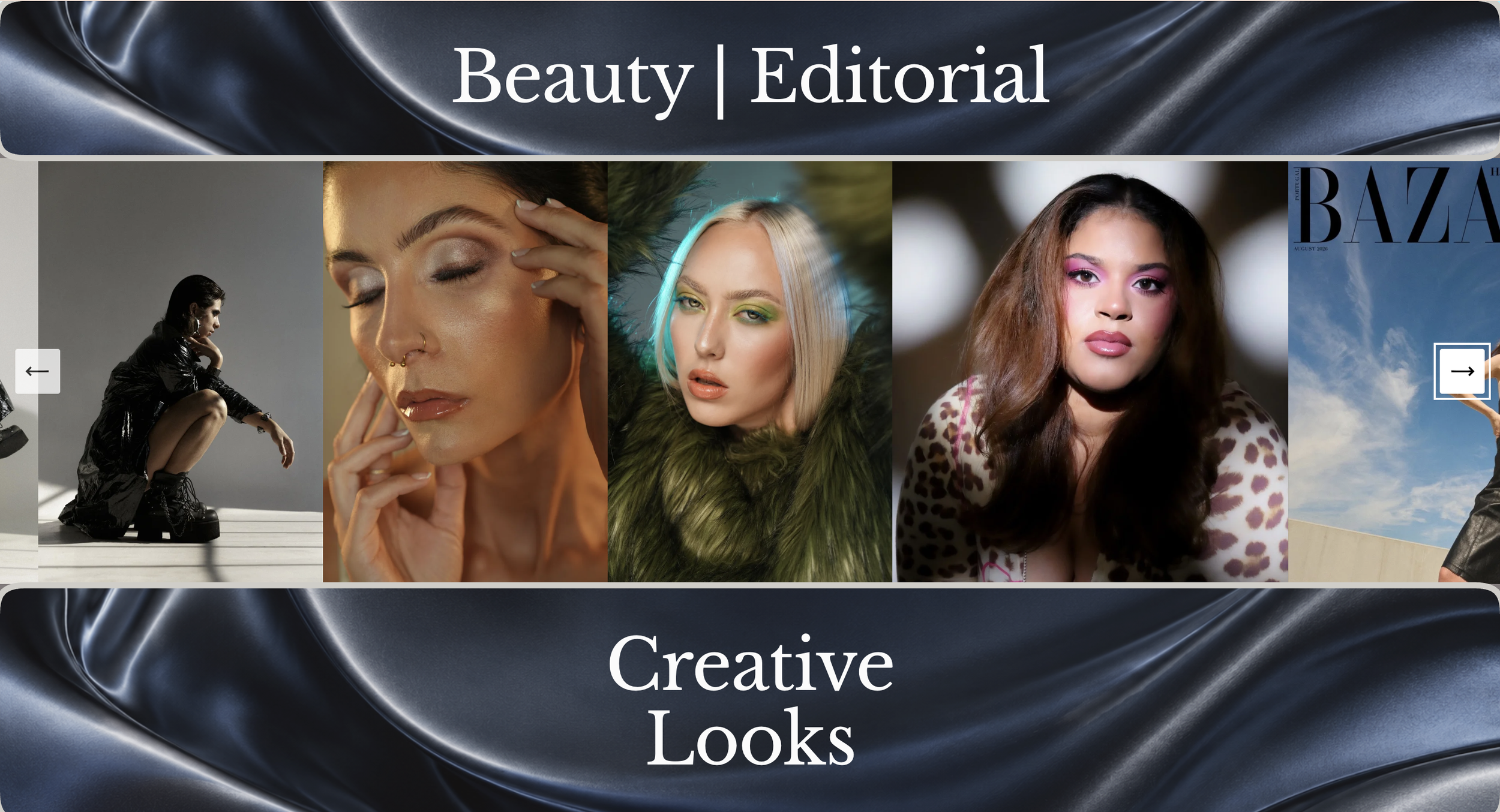 Custom satin banners that unify every gallery section.