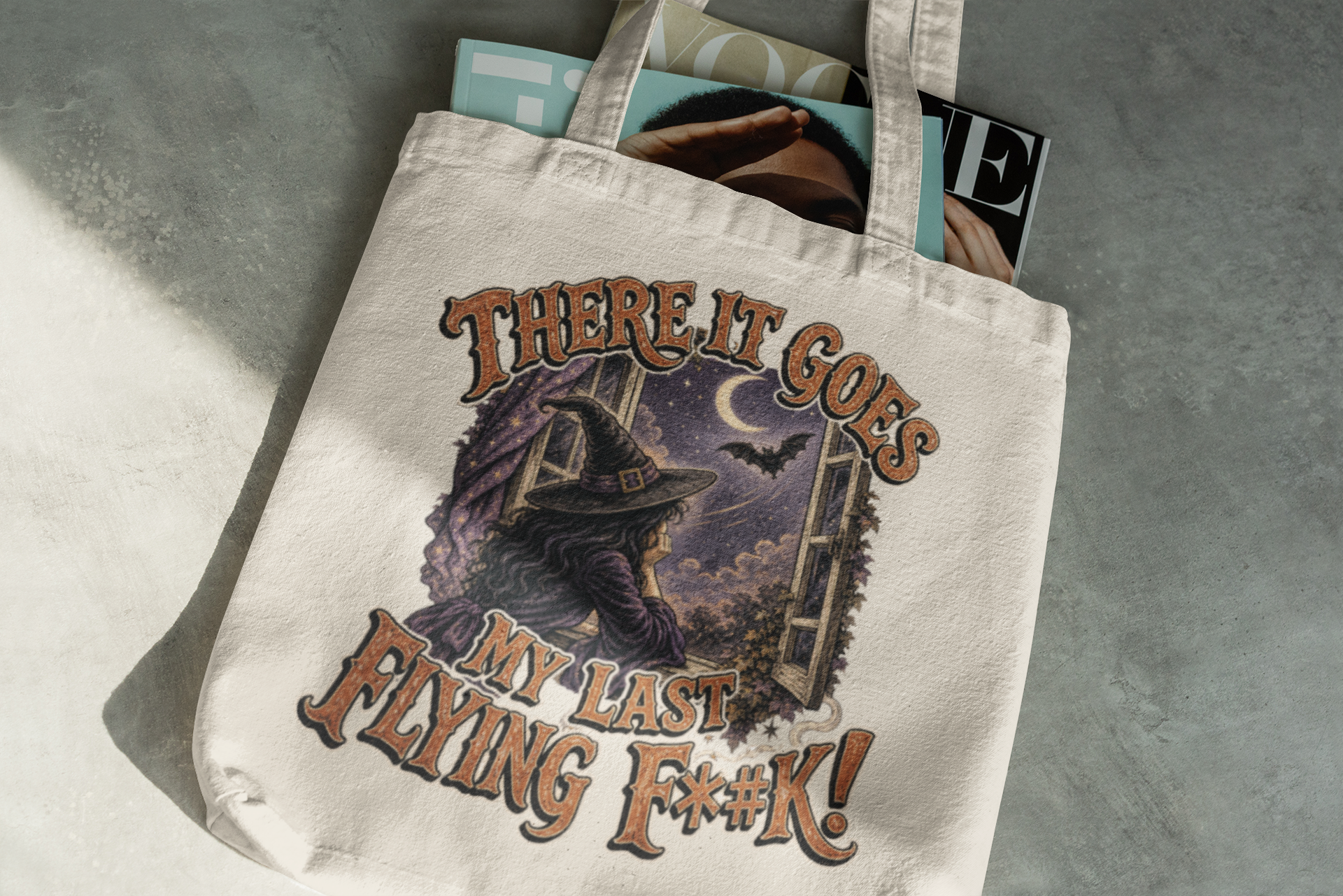 There It Goes My Last Flying F*#k Witch Canvas Tote Bag