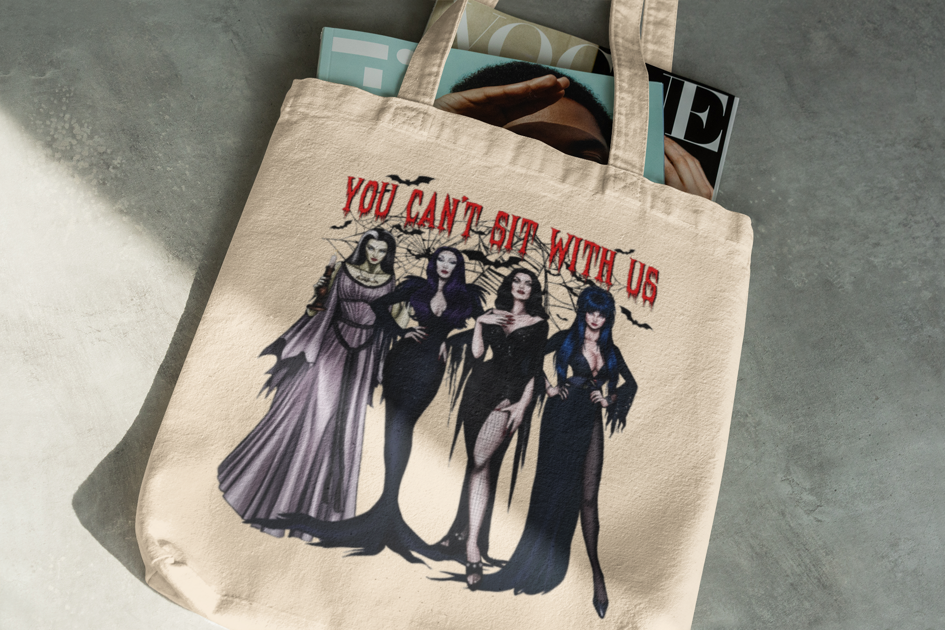 You Can't Sit With Us Gothic Horror Queens Canvas Tote Bag