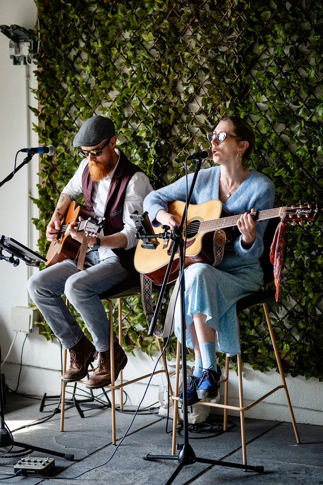 Fierce Mild acoustic duo performing at a wedding reception