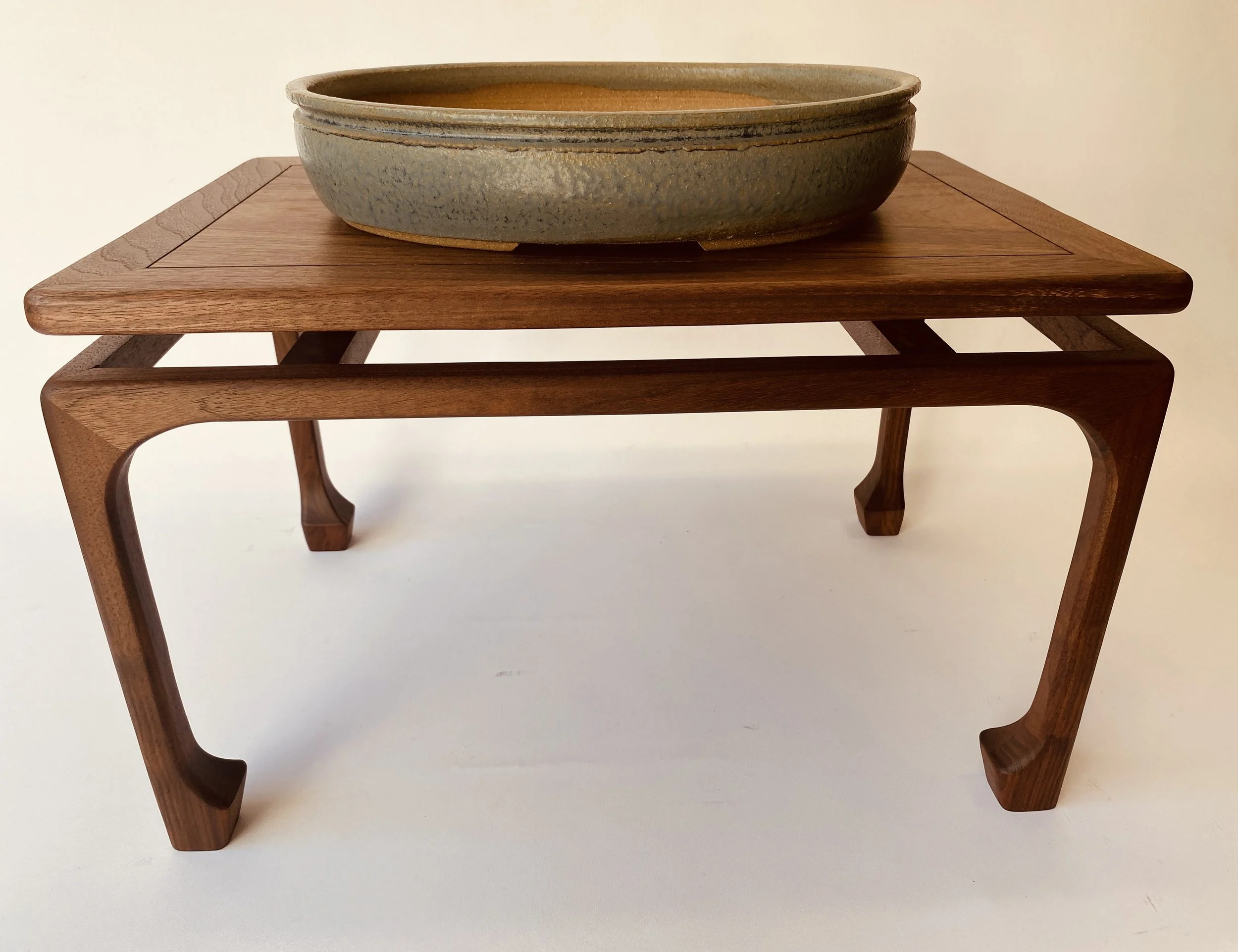 Walnut bonsai stand, 21" x 14" x 13"
