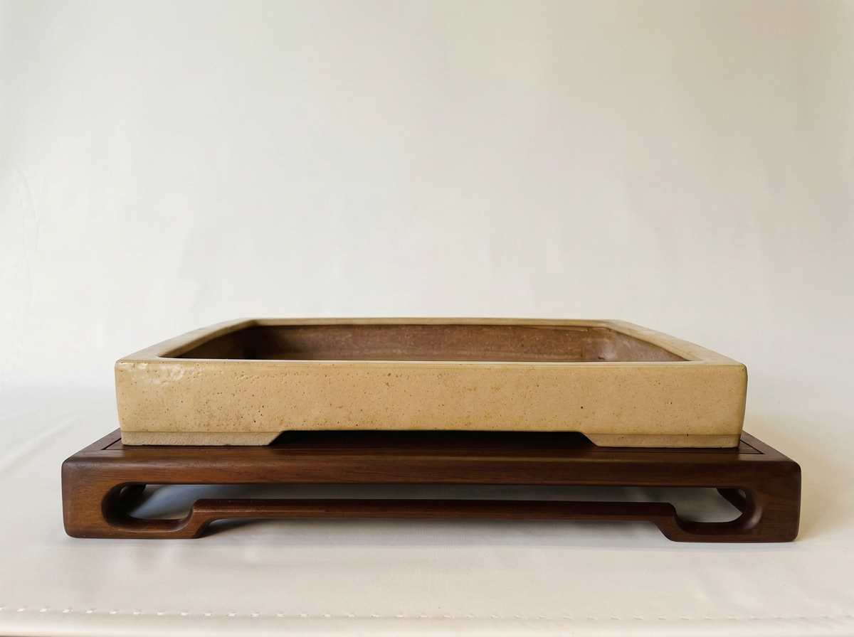 Mahogany bonsai stand with walnut stain, 20" x 15" x 2.5"