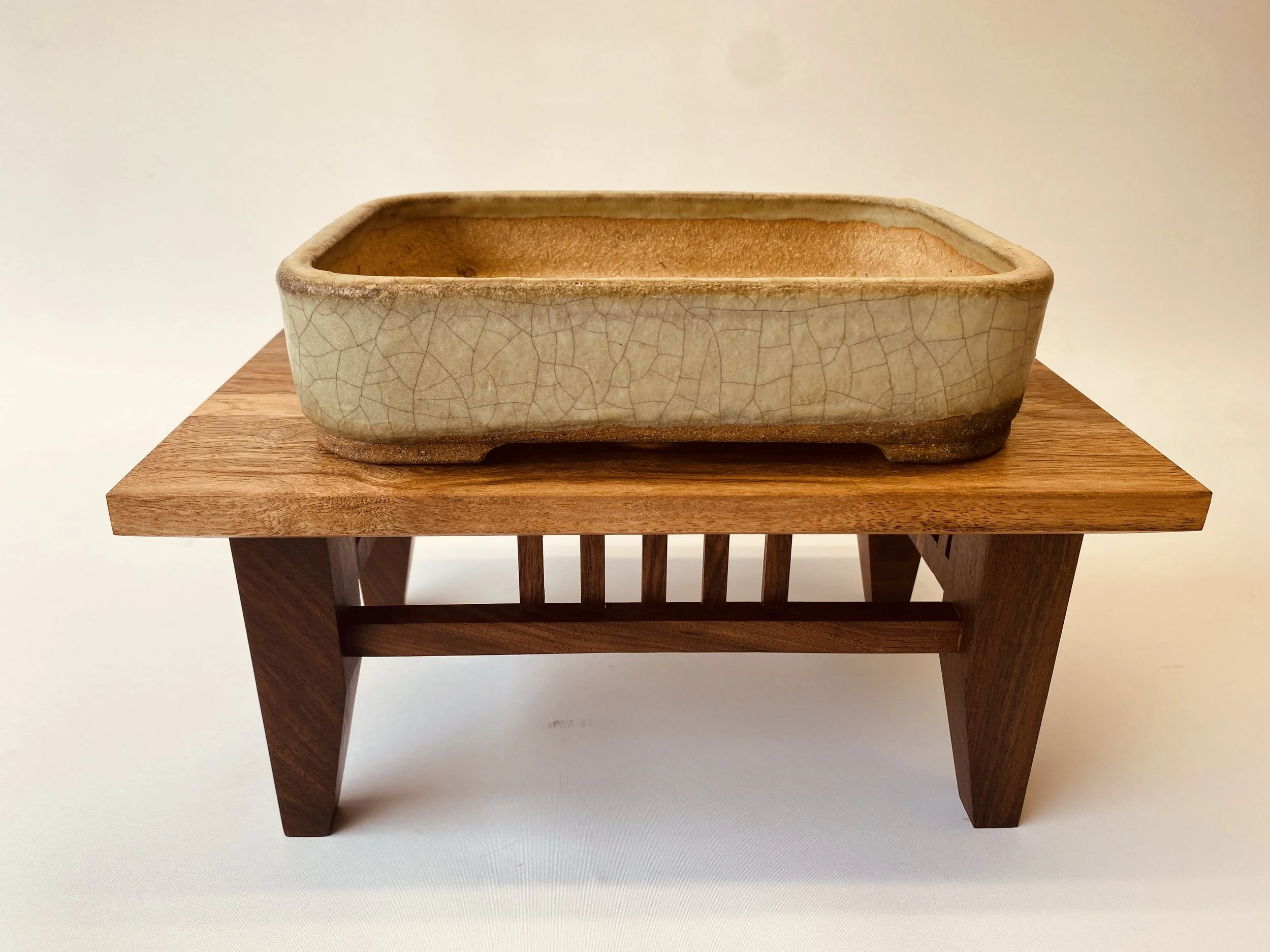 Walnut Bonsai Stand figured top – 13.5" x 8.6" x 6.25"