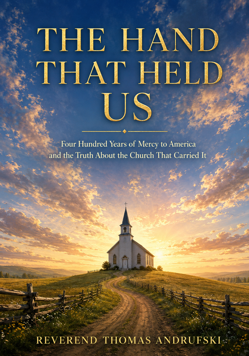 The Hand That Held Us by Rev. Thomas Andrufski, featuring a path to a country church.