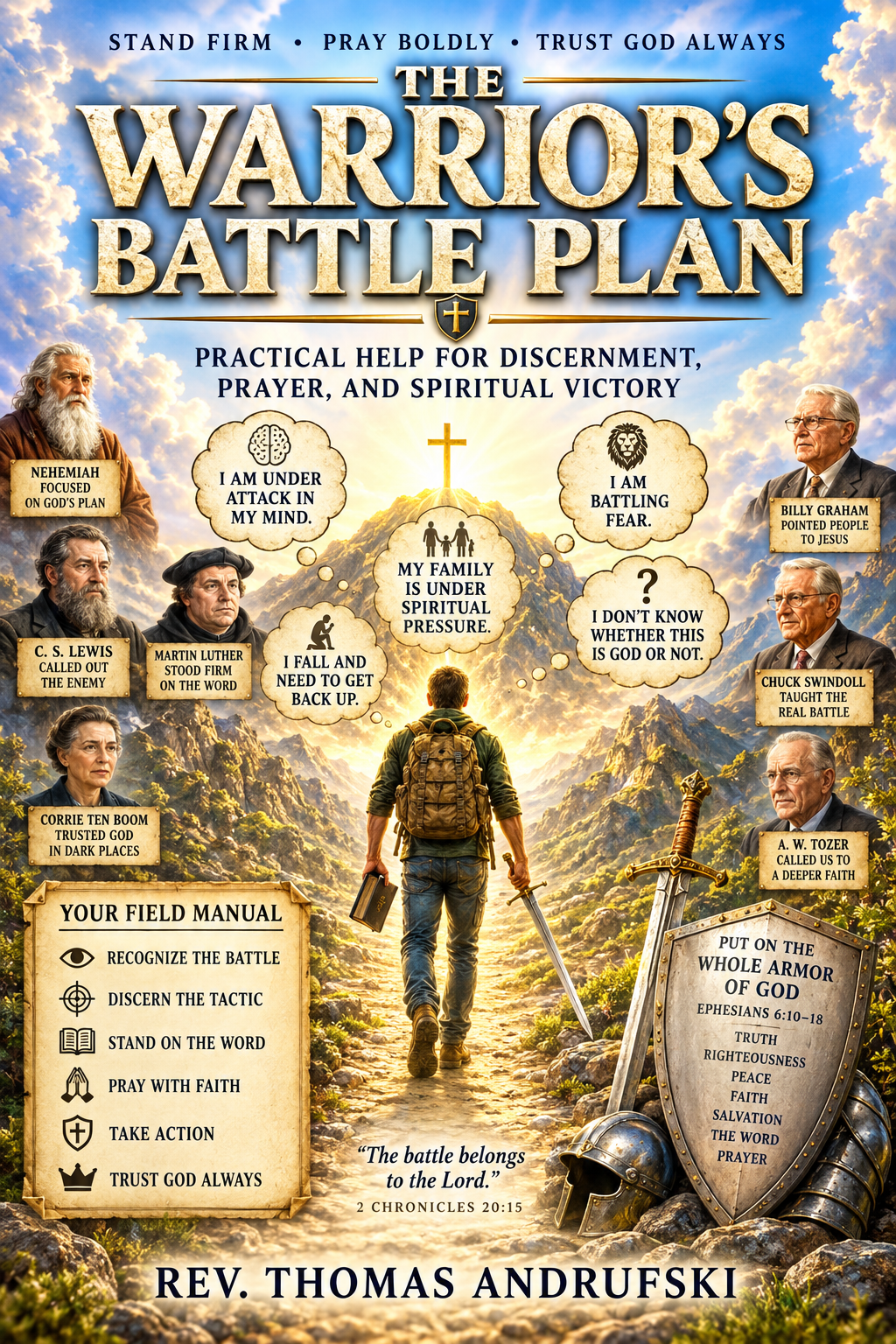 The Warrior’s Battle Plan by Rev. Thomas Andrufski, a guide to discernment, prayer, and spiritual victory.