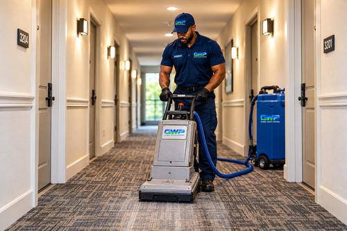 Apartment hallway cleaning