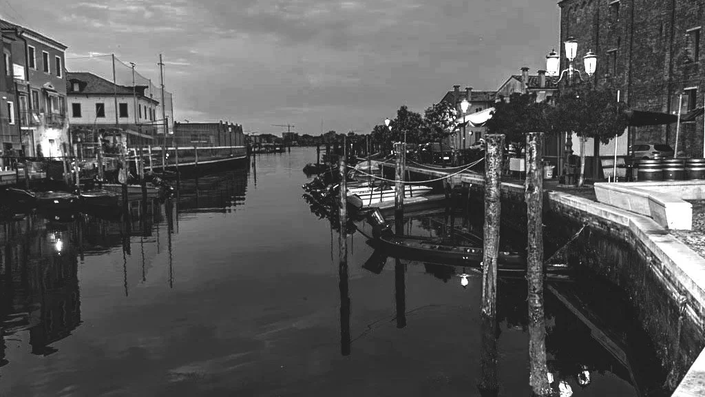 Venetian Evening Black & White Print