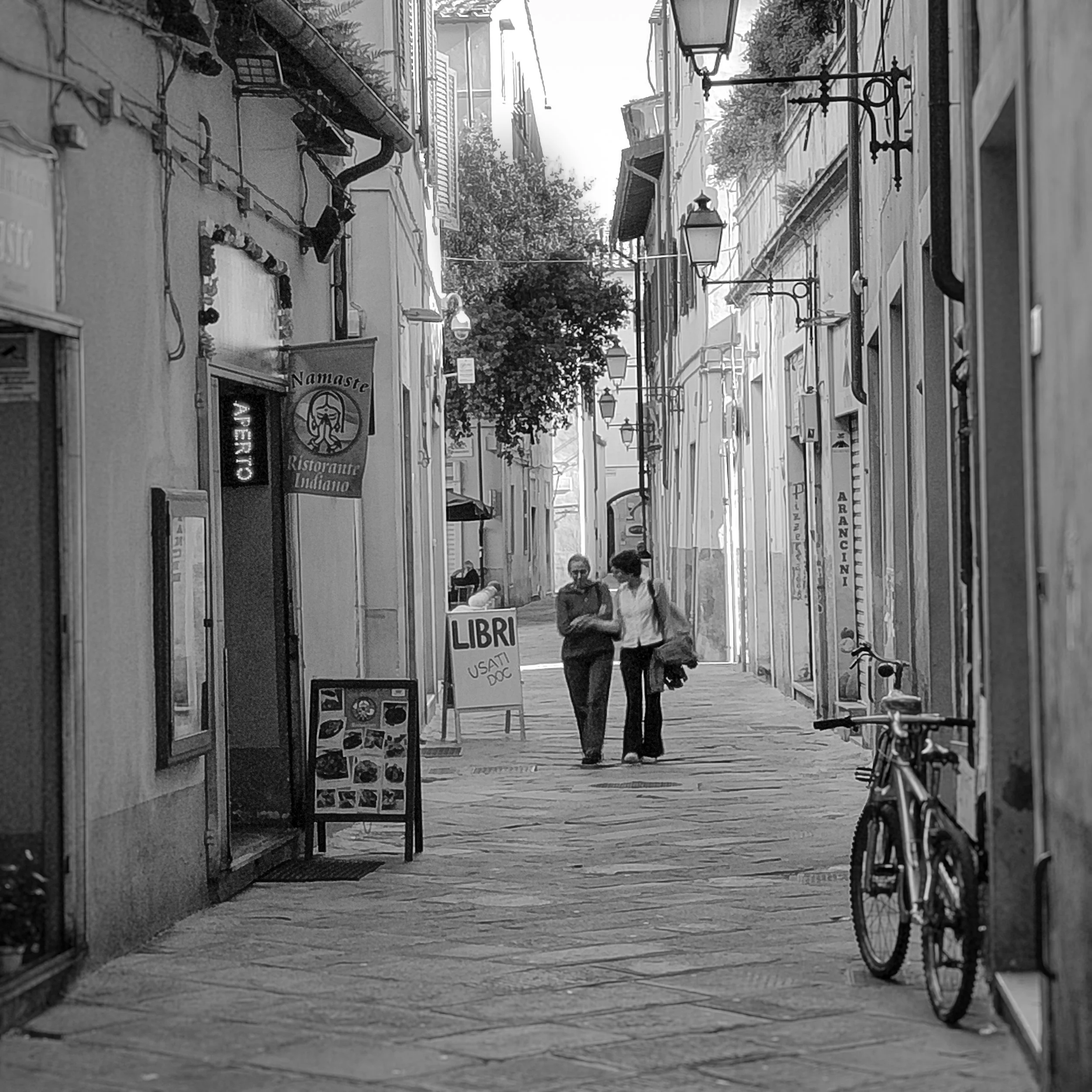 European Street Scene Black and White Print