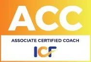 Certification badge with the text 'ACC Associate Certified Coach' and the ICF logo.