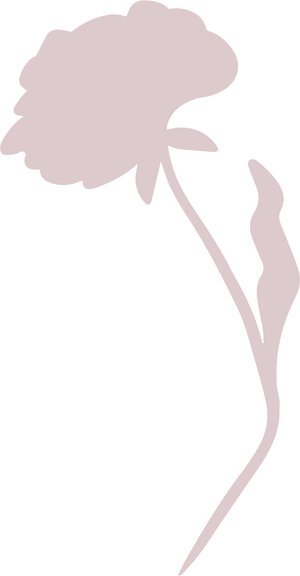 A minimalist silhouette of a flower with a large bloom and a long stem, in light purple color.