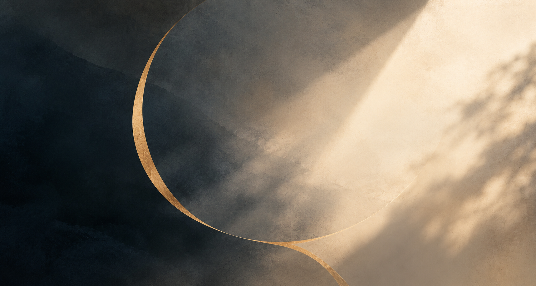 A close-up view of the moon in a solar eclipse with a dark background and a textured, cloudy sky with sunlight shining through.