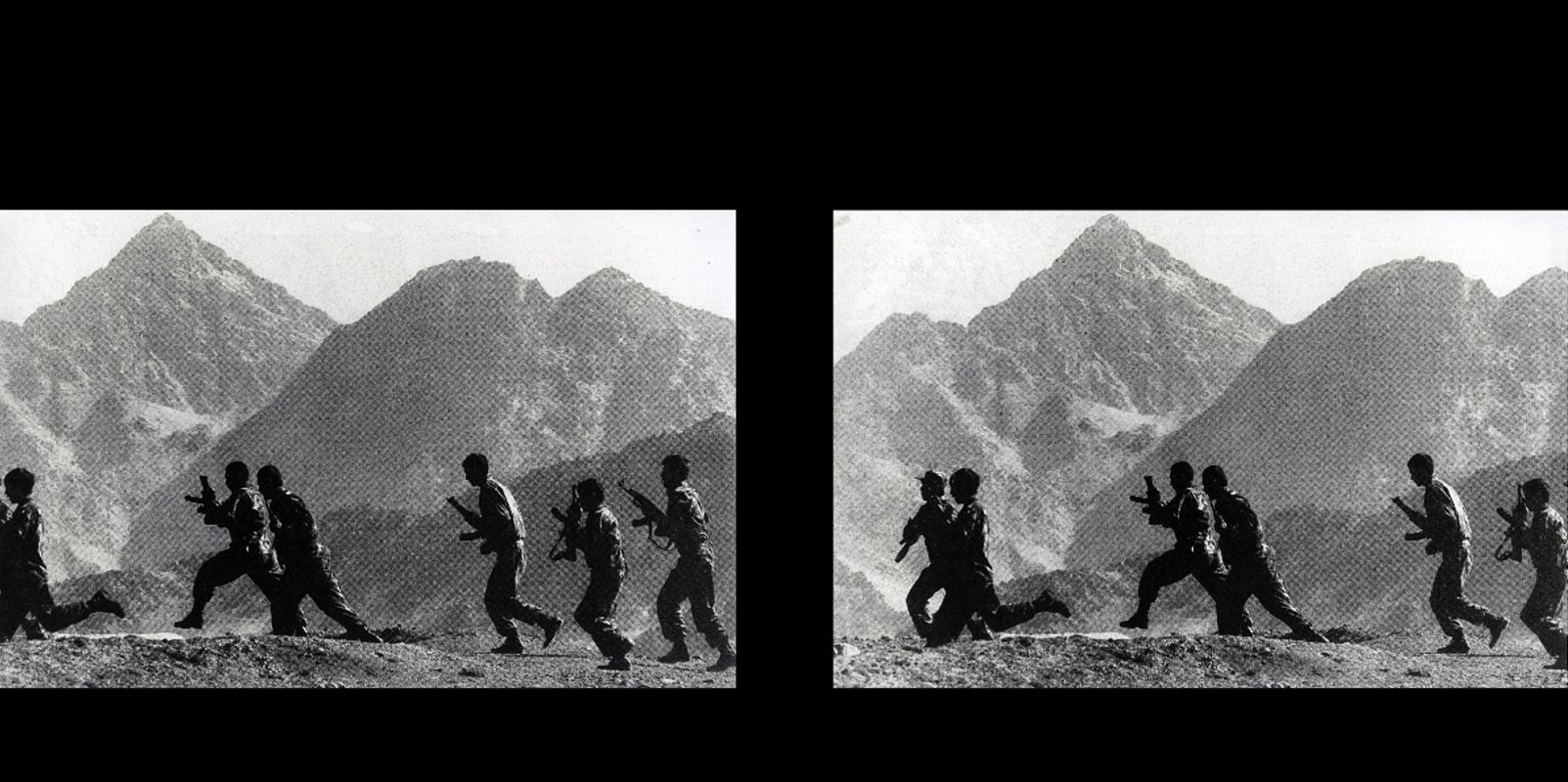And our fathers that begat us (after Koos Prinsloo), installation view, Colour and black-and-white archival photographs on photographic paper, flashlights, 2000