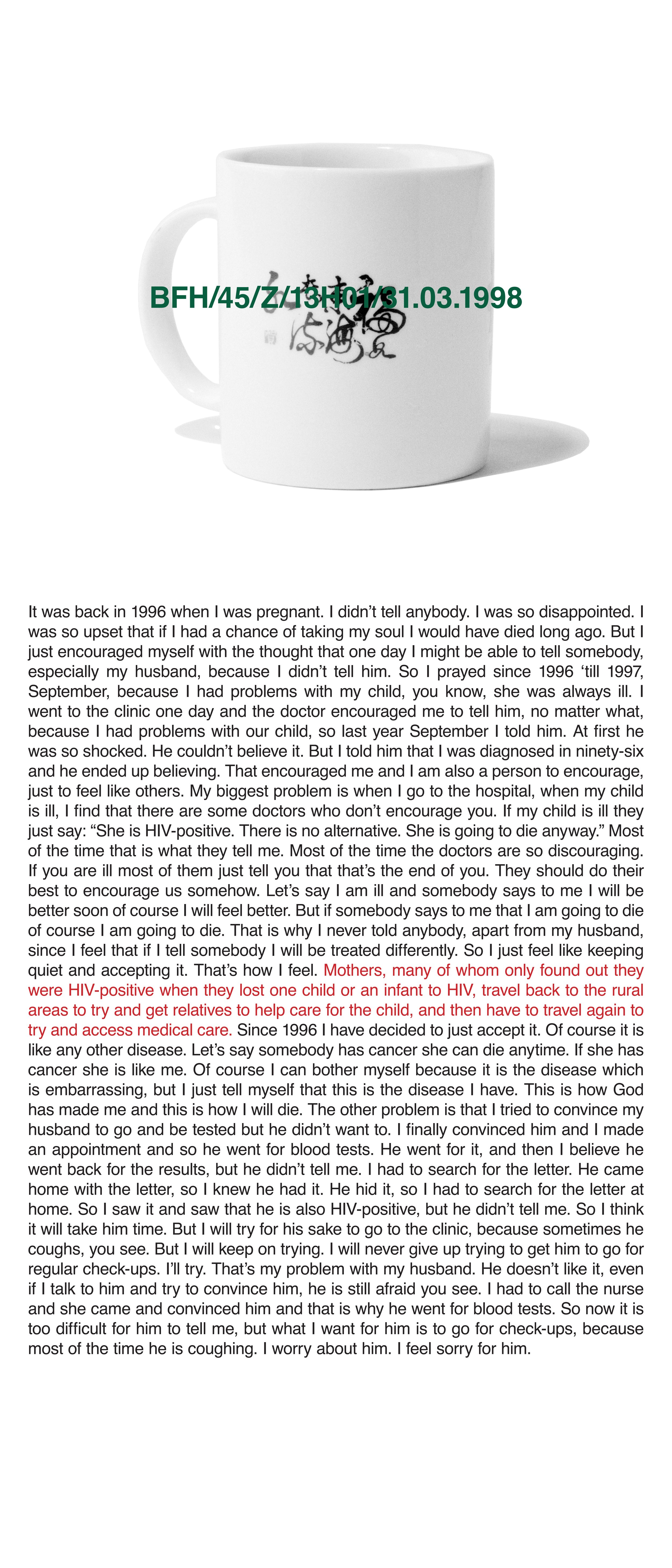 BFH/45/Z/13H01/31.03.1998, Inkjet print on vinyl, 140 x 60 cm, 1998