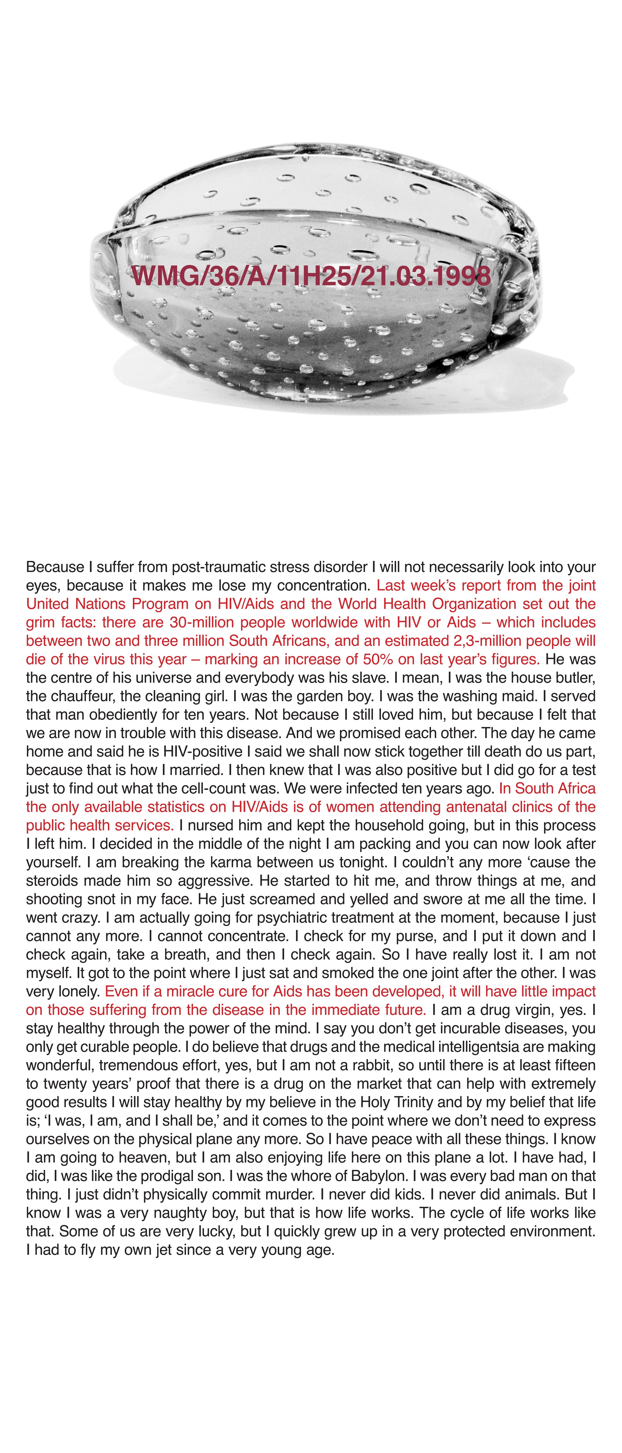 WMG/36/A/11H25/21.03.1998, Inkjet print on vinyl, 140 x 60 cm, 1998