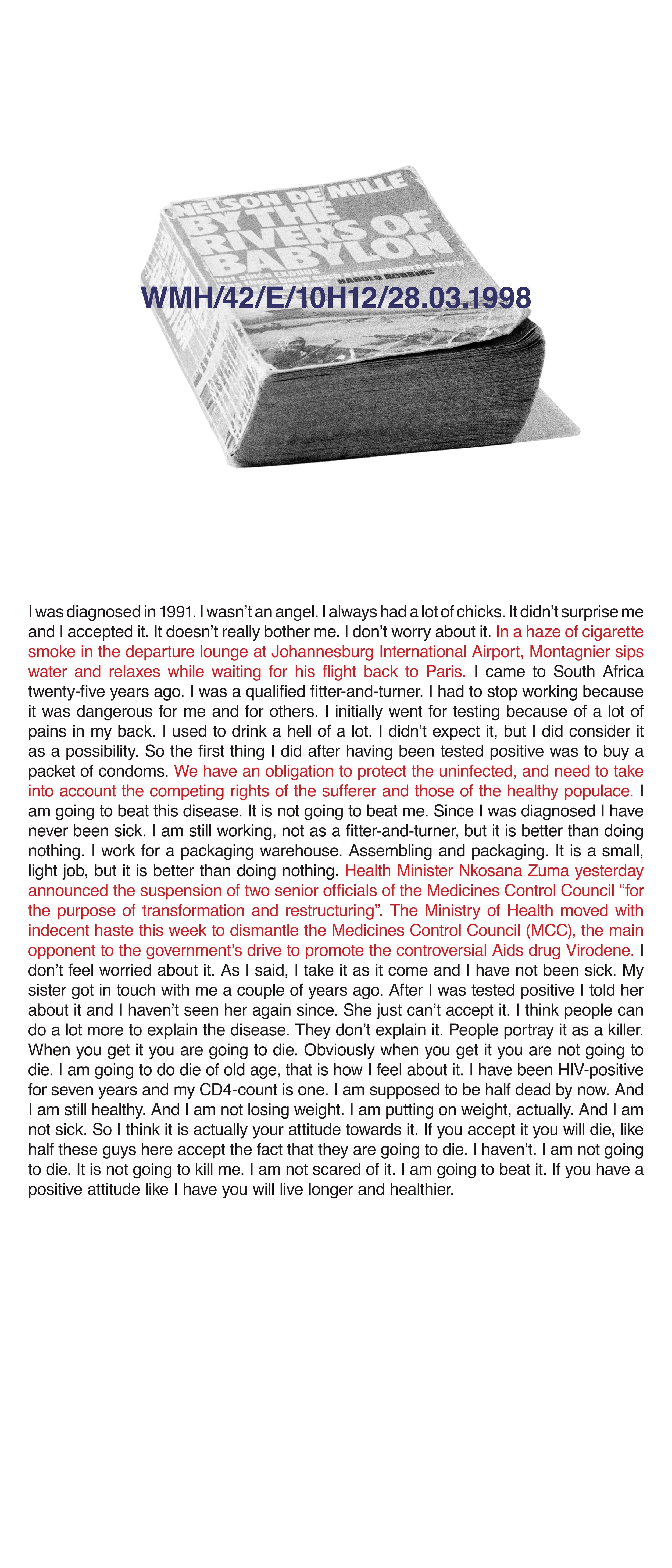 WMH/42/E/10H12/28.03.1998, Inkjet print on vinyl, 140 x 60 cm, 1998
