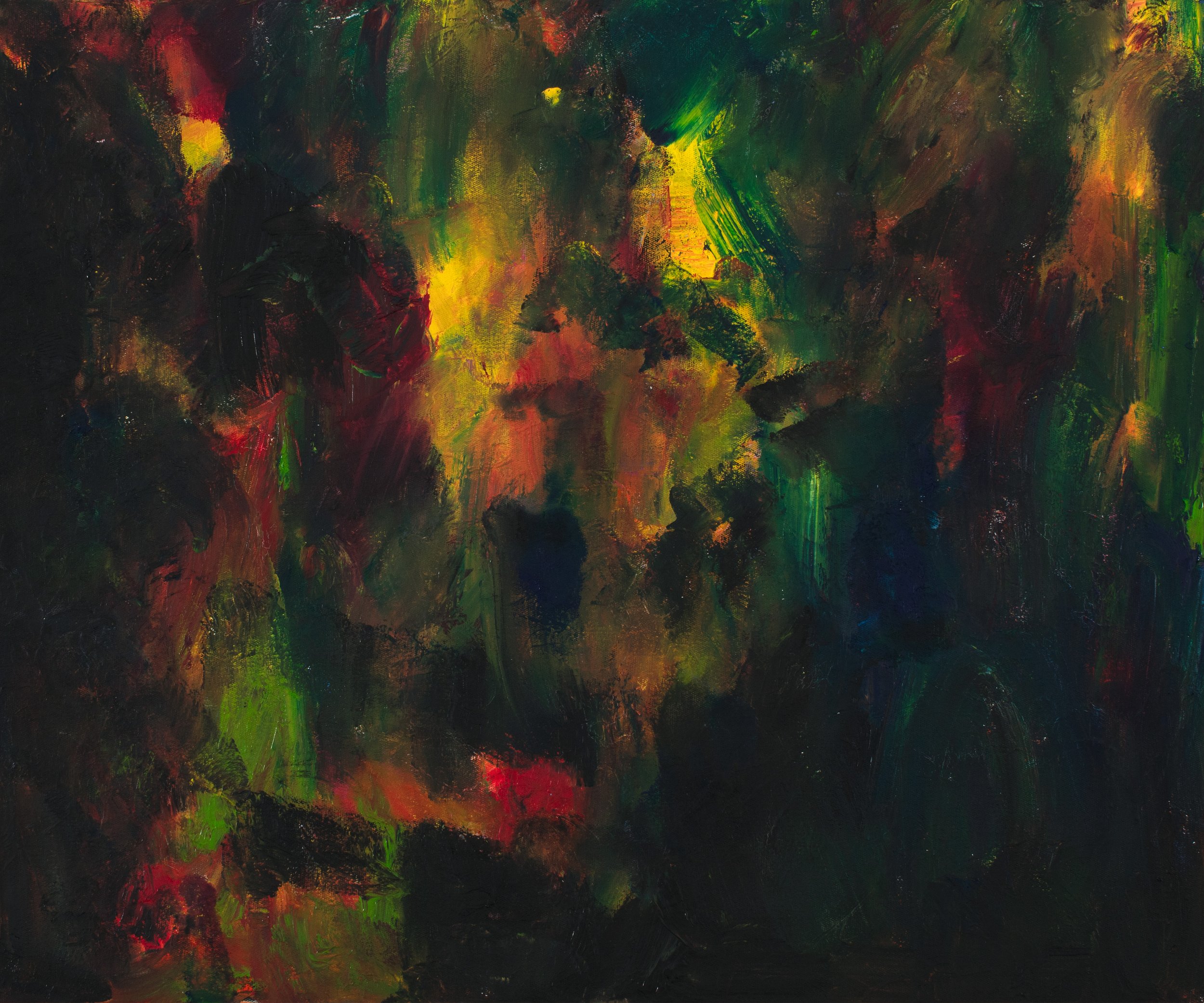 Avenue of gumtrees after Tinus de Jongh, left palm and right fist, Oil on canvas, 41 x 51 cm, 2026